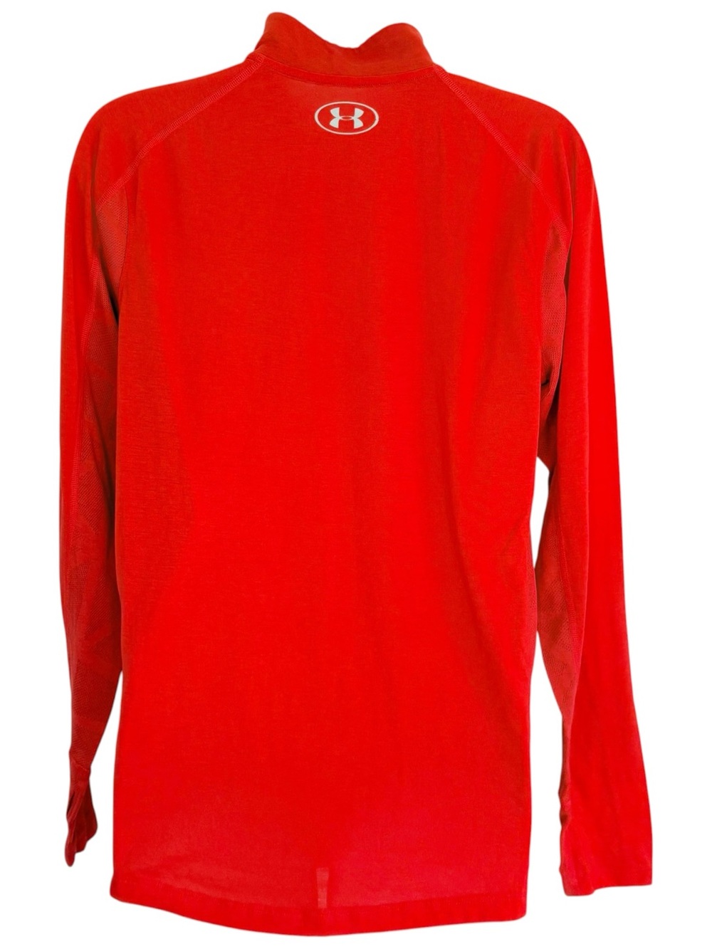 UNDER ARMOUR Fitted Quarter Zip Running Pullover Red Thumbhole Athletic Top S - Picture 4 of 10